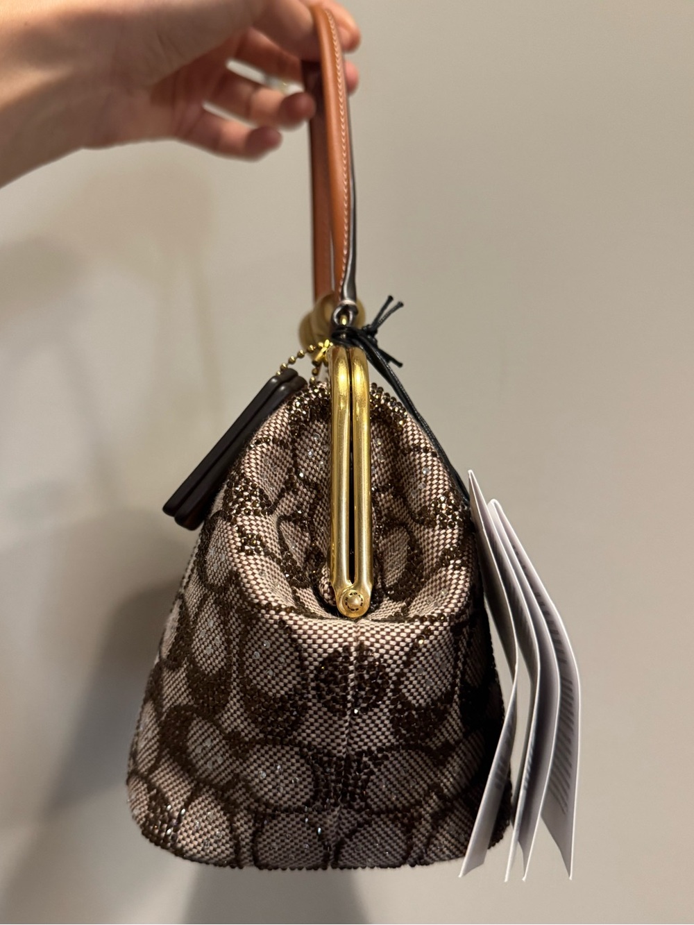 Coach Kisslock Frame Bag 16 in Signature Crystal Monogram - Picture 6 of 9